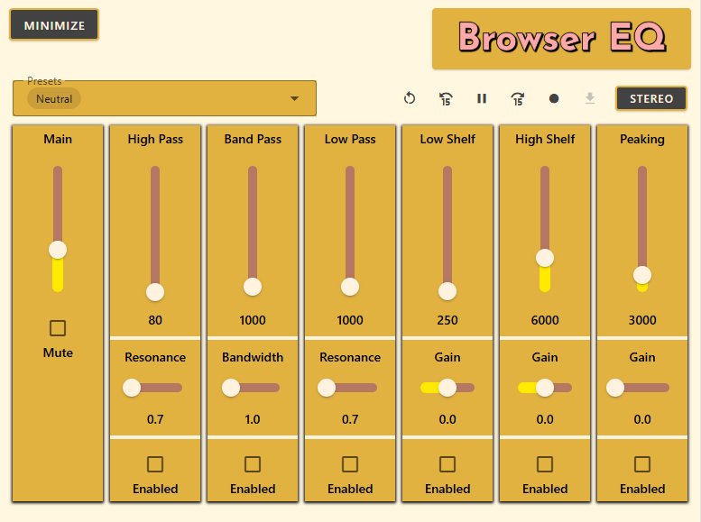 BrowserEQ V2 Interface